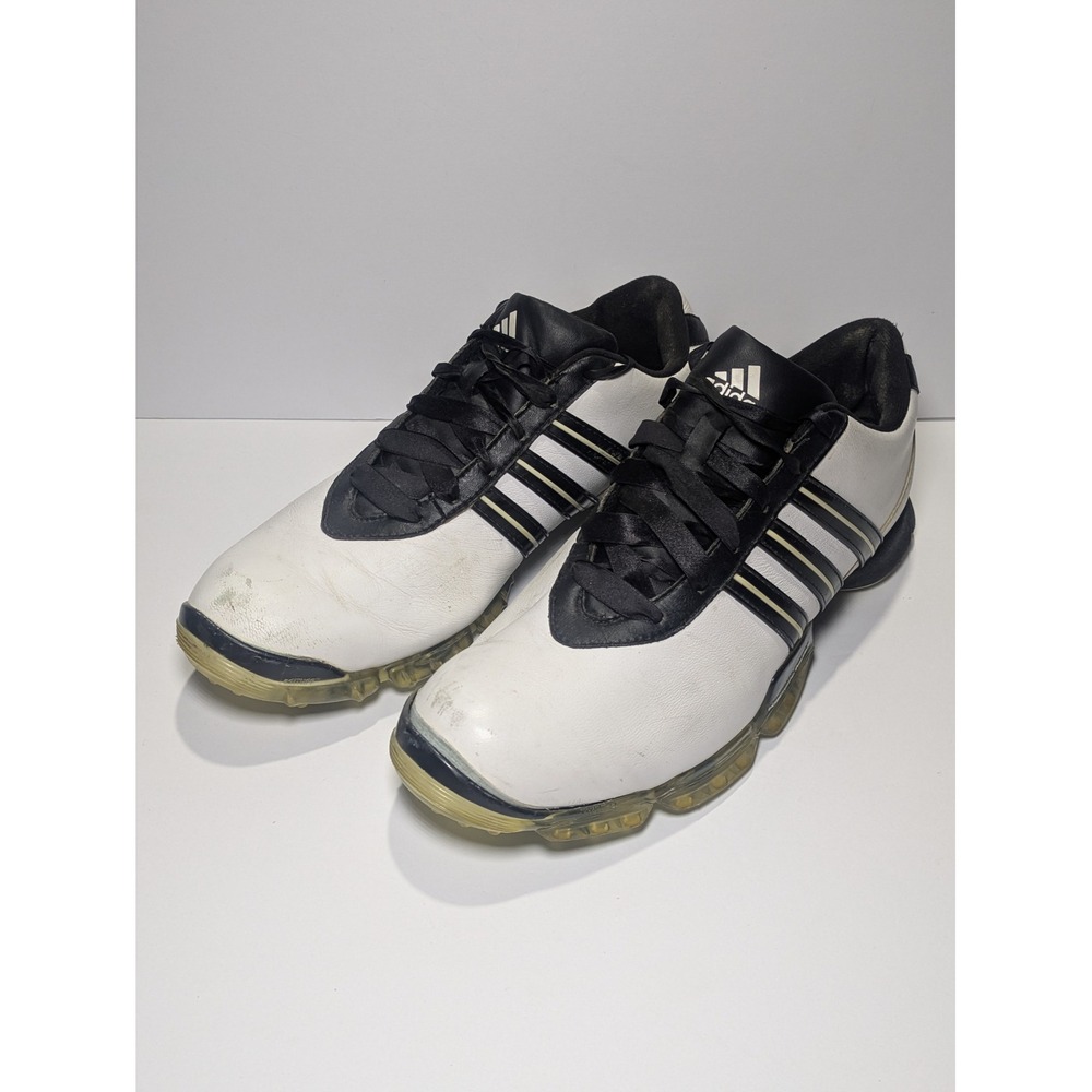 Adidas Powerband Golf Shoes Mens 9.5 White Black Leather Spikes 816350